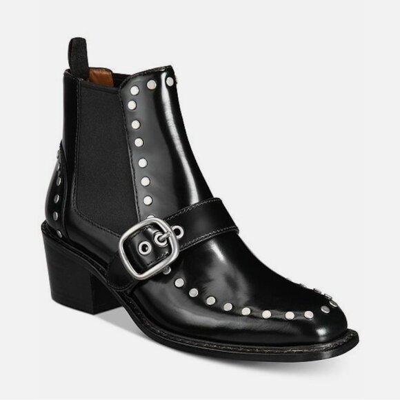 NWOB Coach Black Leather Nora Chelsea Bootie With Studs - Picture 1 of 3